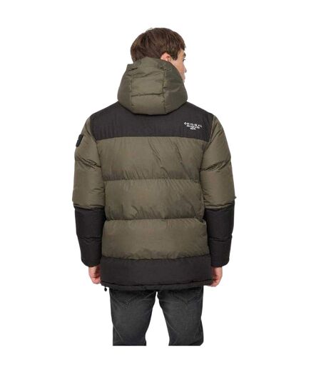 Mens Polyester Puffer Jacket Green Crosshatch