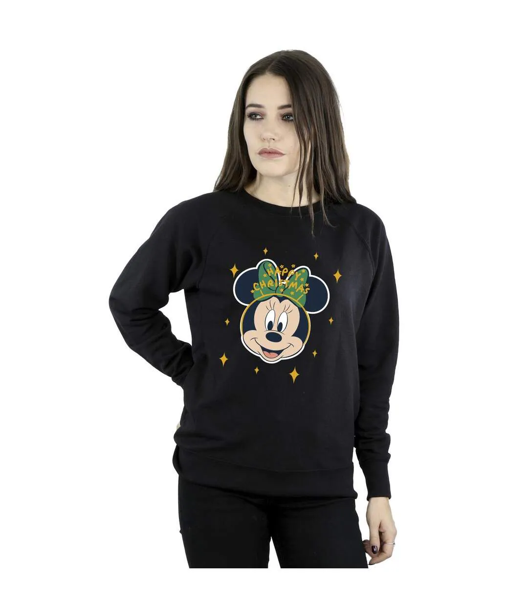 Disney Sweatshirt Happy Christmas Minnie Mouse Femme/Ladies (Noir) - UTBI29294-2
