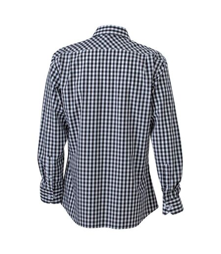 Chemise Motif/style À Carreaux Homme Noir Blanc James And Nicholson