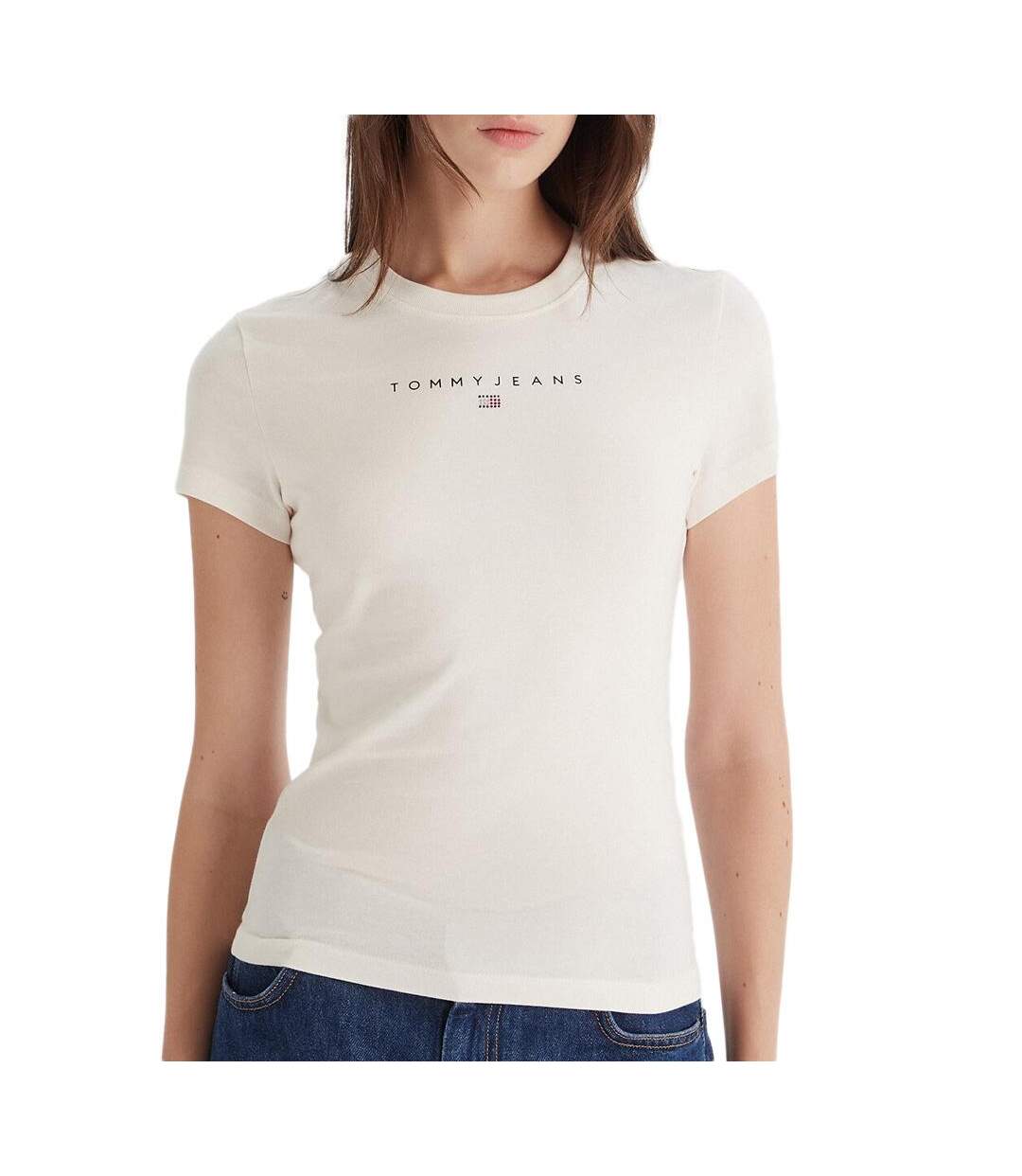 T-Shirt ecru femme tommy hilfiger dw0dw21550-1