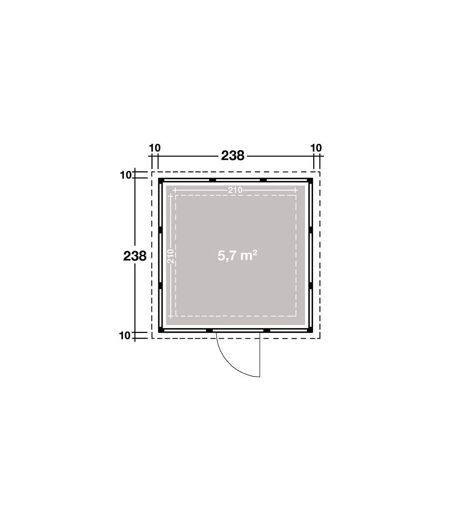 Abri de jardin moderne en acier porte simple 5,7 m² Eleganto 2424