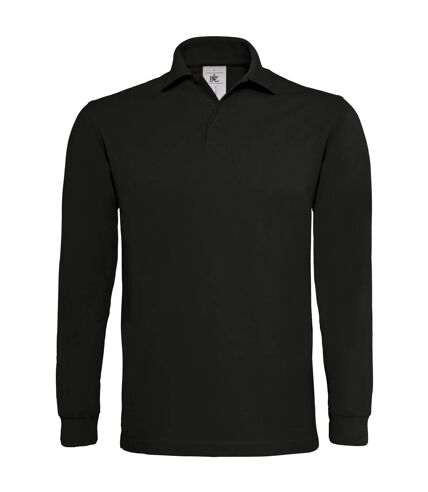 B&C Mens Heavymill Cotton Long Sleeve Polo Shirt (Black) - UTRW3007
