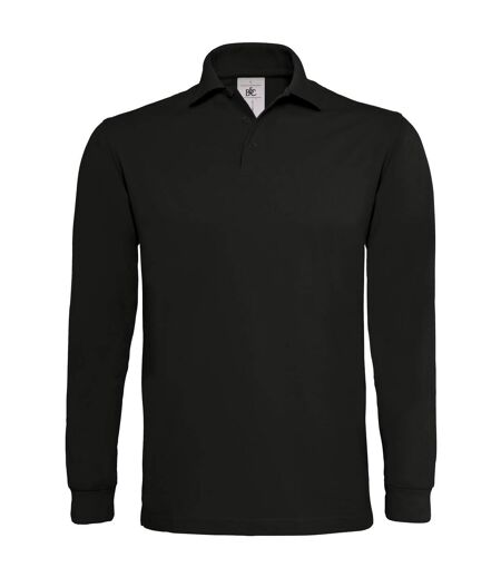 B&C Mens Heavymill Cotton Long Sleeve Polo Shirt (Black) - UTRW3007