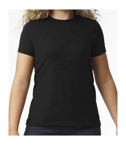 Womens/ladies soft midweight t-shirt pitch black Gildan
