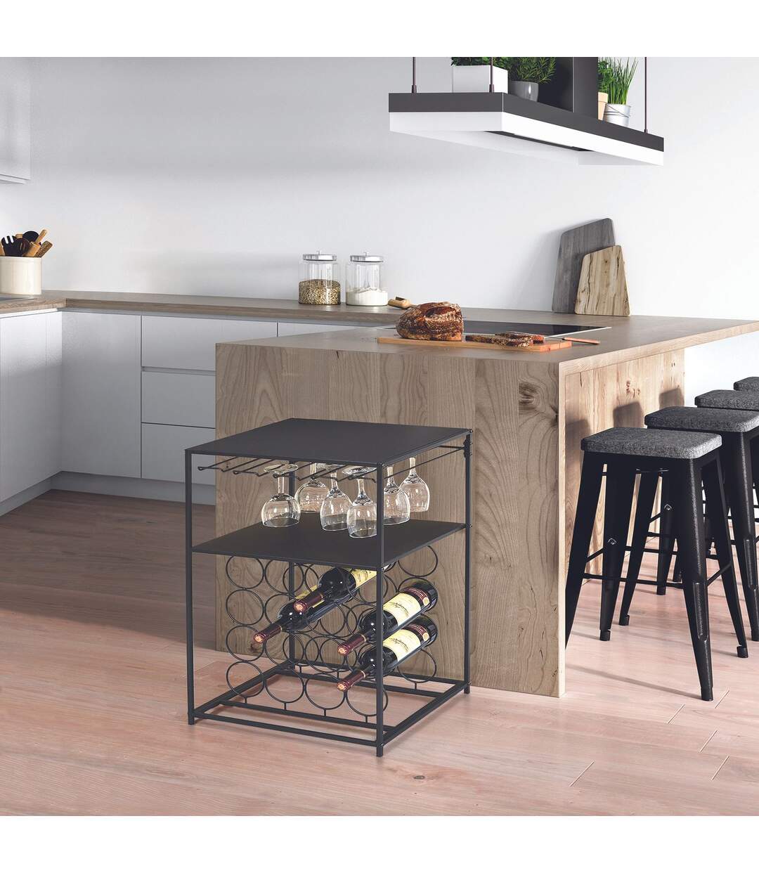 Desserte sur pieds  porte bouteille - L. 45 x H. 70 cm - Noir-4