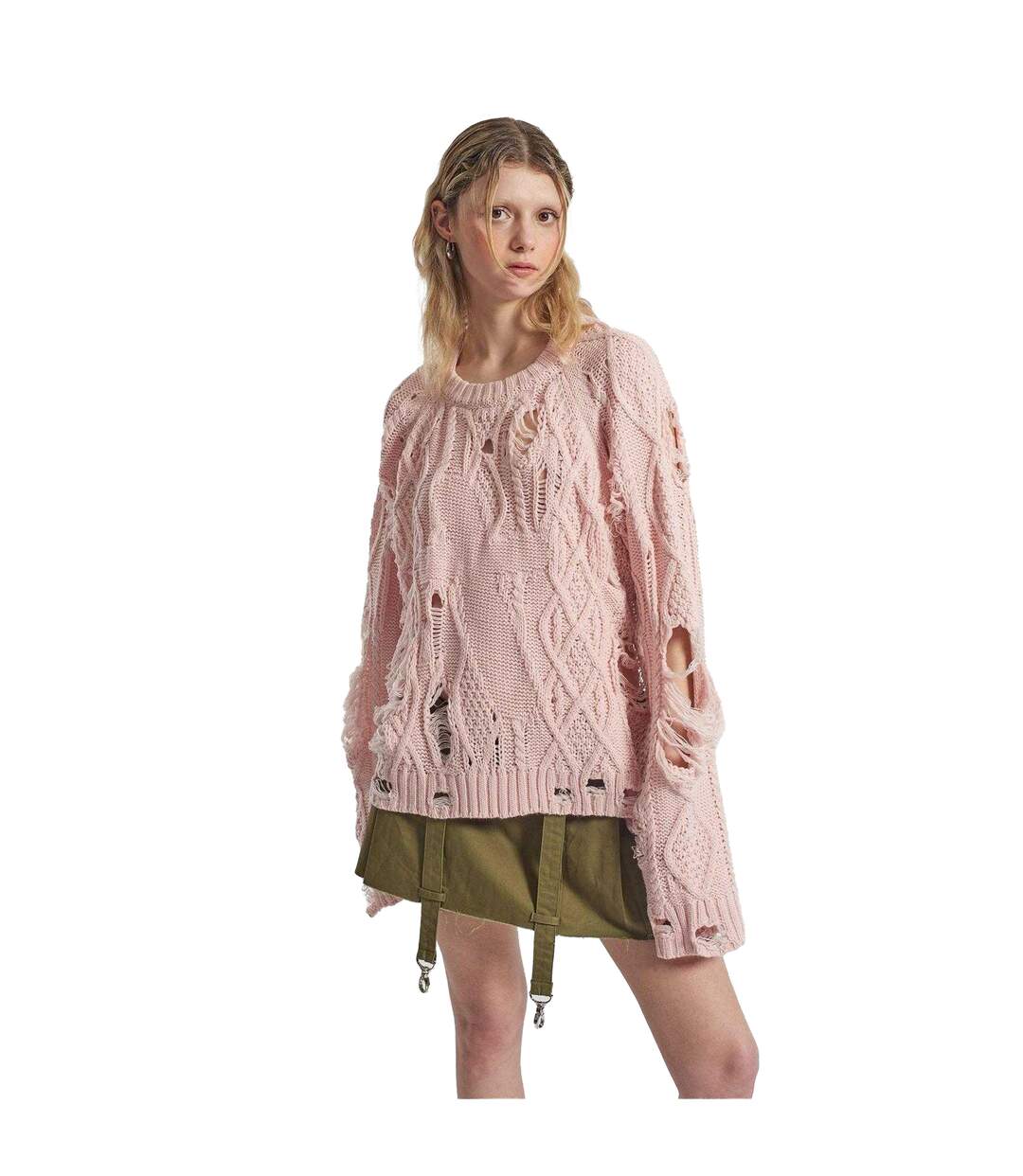 Womens/ladies Disciple Cable Knit Maxi Dress Pink The Ragged Priest-1
