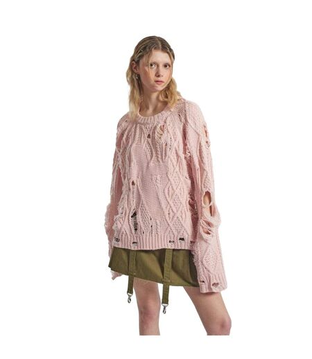 Womens/ladies Disciple Cable Knit Maxi Dress Pink The Ragged Priest