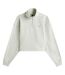 Womens/ladies Fleece Quarter Zip Boxy Crop Sweatshirt Misty Tommy Jeans-2