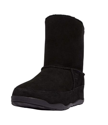Womens/ladies original mukluk shorty leather ankle boots black Fit Flop