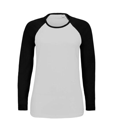 SOLS Womens/Ladies Milky Contrast Long Sleeve T-Shirt (White/Deep Black)