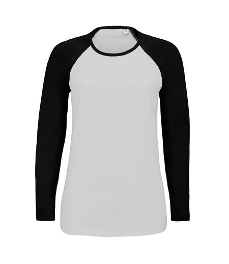 SOLS Womens/Ladies Milky Contrast Long Sleeve T-Shirt (White/Deep Black) - UTPC3514