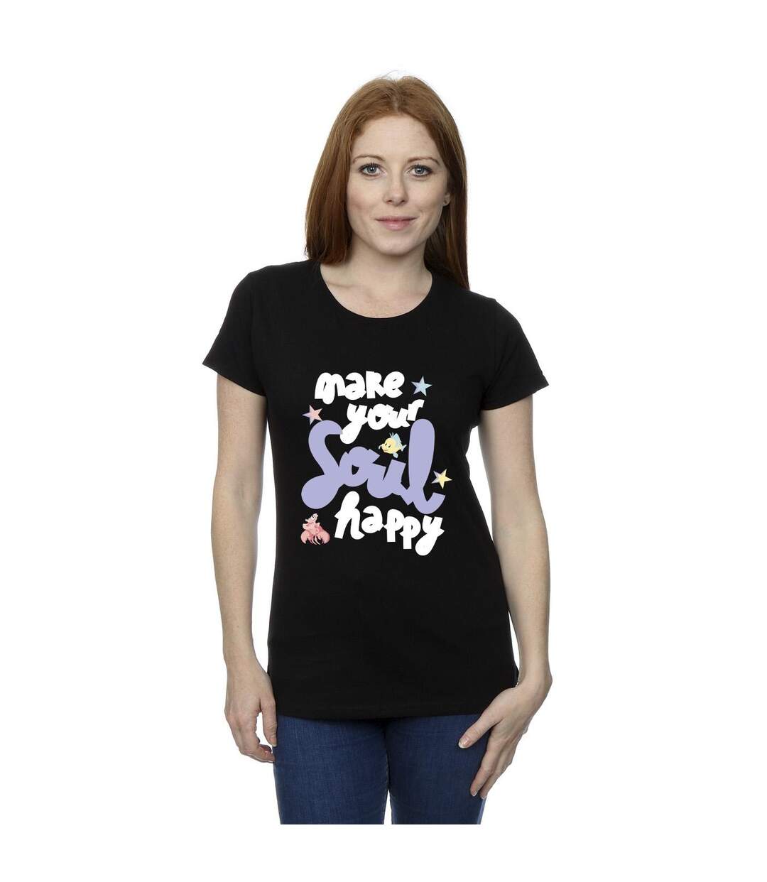 Disney T-shirt coton Happy The Little Mermaid Femme/Ladies (Noir) - UTBI26427-2