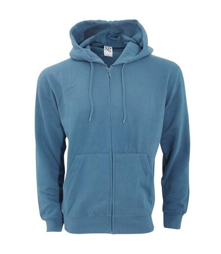 Sweatshirt Uni À Capuche Et Fermeture Zippée Homme Denim SG