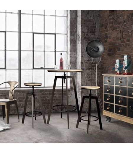 Table haute avec tabourets design industriel Aria - 2 Personnes - Noir