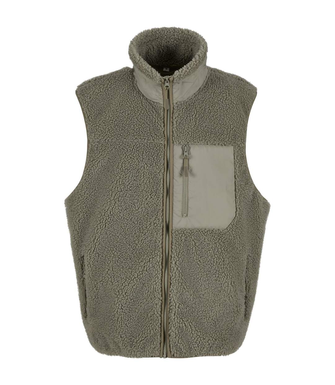 Mens Bonded Sherpa Gilet Pale Olive Build Your Brand-1