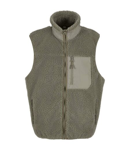 Mens Bonded Sherpa Gilet Pale Olive Build Your Brand