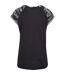T-shirt Manches Raglan Motif/style Contrasté Femme Noir Noir Gris Gris Clair Urban Classics-2