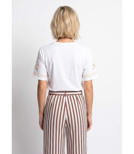 T-shirt manches broderies ajourées