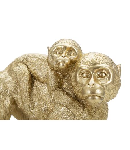 Statuette Déco Mère & Enfant Singe 29cm Or