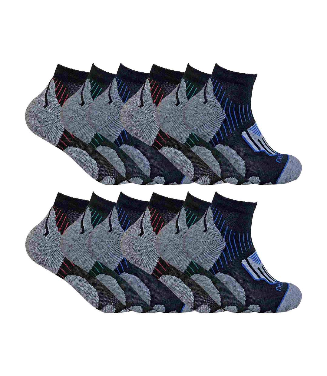 12 paires de chaussettes de cyclisme noires pour hommes-1
