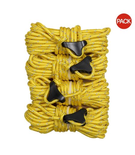 Pack Of 4  Garrow Guy Ropes & Tensioners  One Size Yellow Trespass