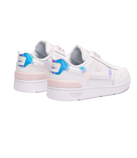 Womens/ladies T-clip Leather Trainers White Pink Lacoste
