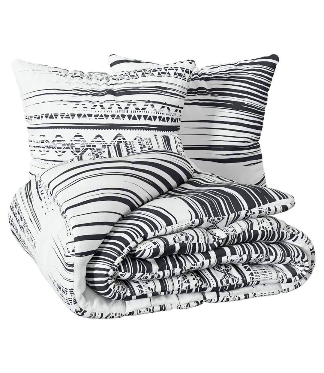 Parure de Lit 3 Pièces Ethnik 260x240cm Noir & Blanc-2