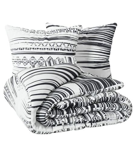 Parure de Lit 3 Pièces Ethnik 260x240cm Noir & Blanc