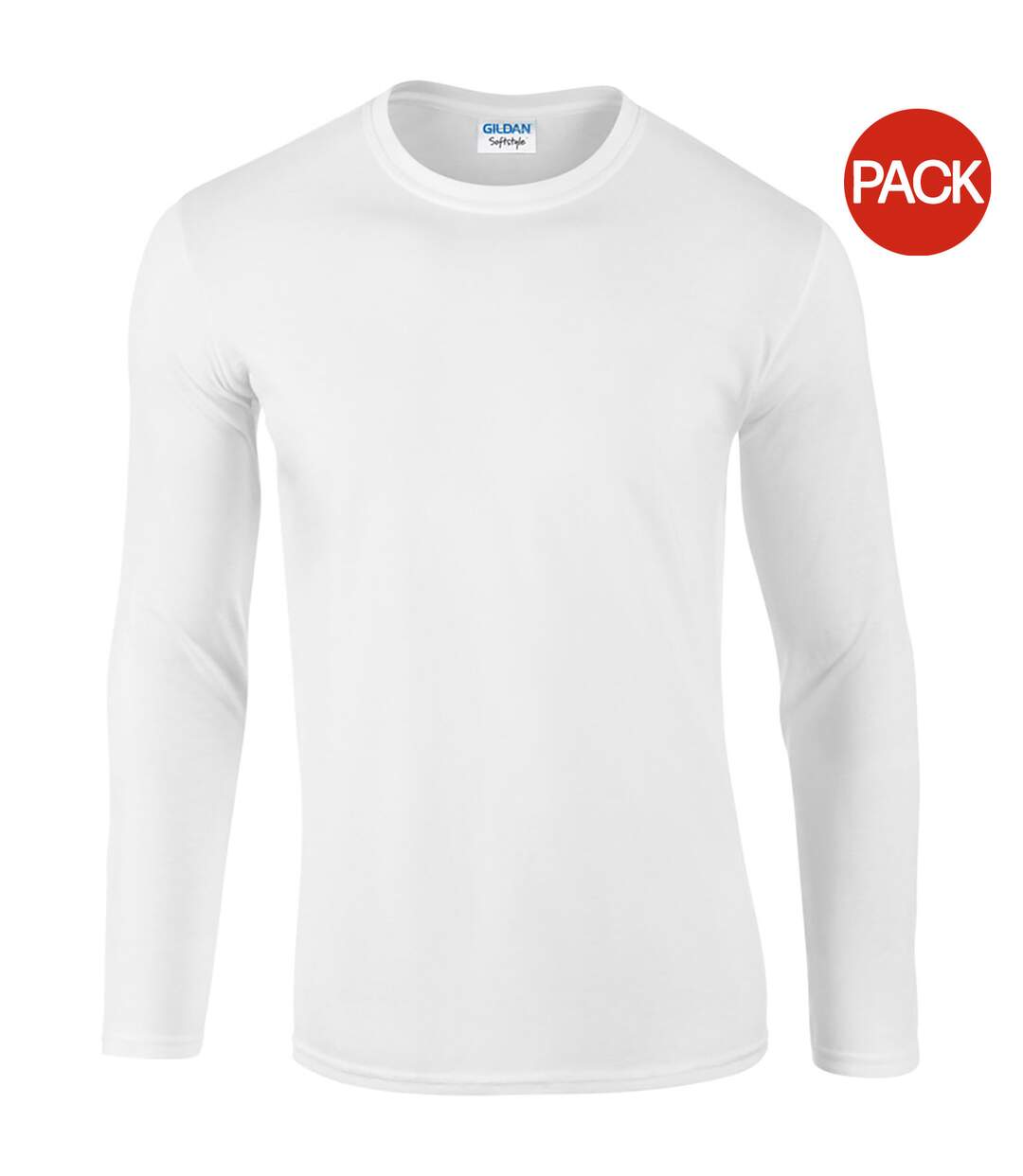 Lot de 5  t-shirts manches longues hommes blanc Gildan-1