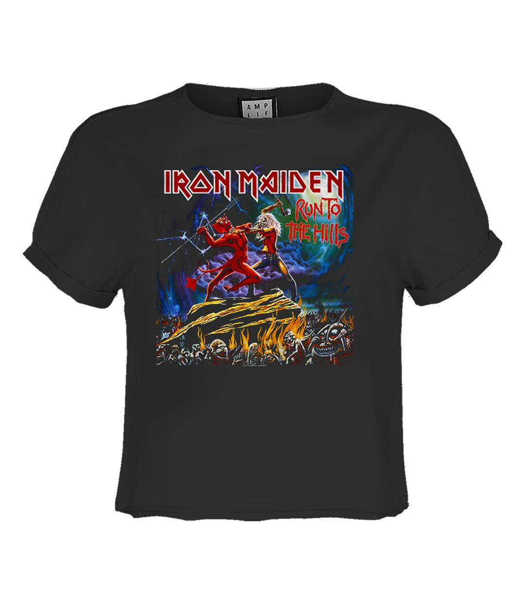Womens/ladies Run To The Hills Iron Maiden Crop Top Charcoal Amplified-1