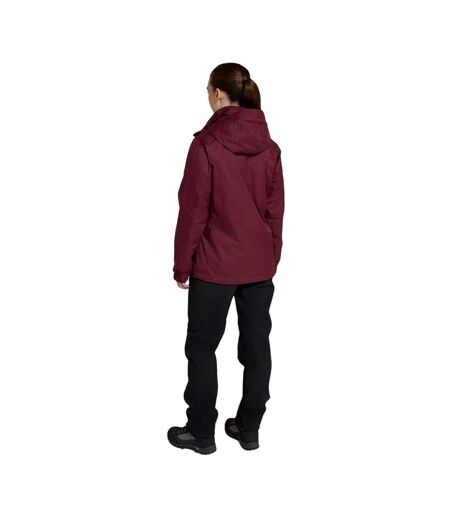 Womens/ladies bracken extreme 3 in 1 waterproof jacket burgundy Mountain Warehouse