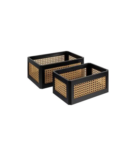 Lot de 2 Cagettes Cannage Family Corner 35cm Noir