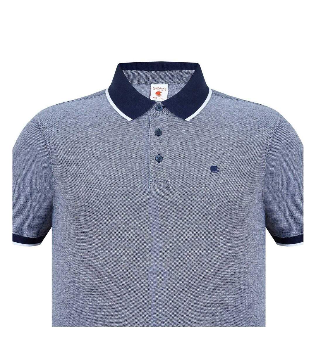 Mens Cotton Pique Polo Shirt Navy White SoulCal-4