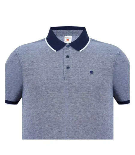 Mens Cotton Pique Polo Shirt Navy White SoulCal