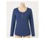 MAYFLOWER NOBEL3 : Tee-shirt manches longues bleu imprimé avec col rond boutonné-3