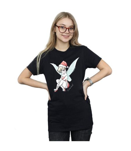 Disney Femme/Les femmes Fée Clochette Christmas Fairy Coton Boyfriend T-Shirt (Noir) - UTBI46450