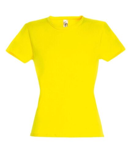 T-shirt manches courtes col rond - Femme - 11386 - jaune citron