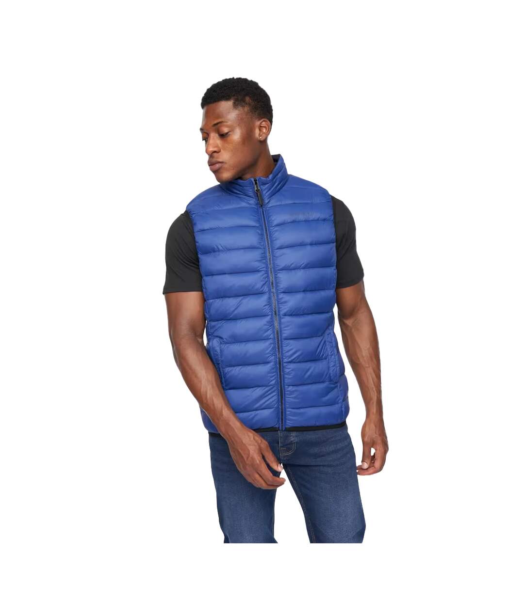 Mens Gattering Quilted Gilet Royal Blue Crosshatch-2