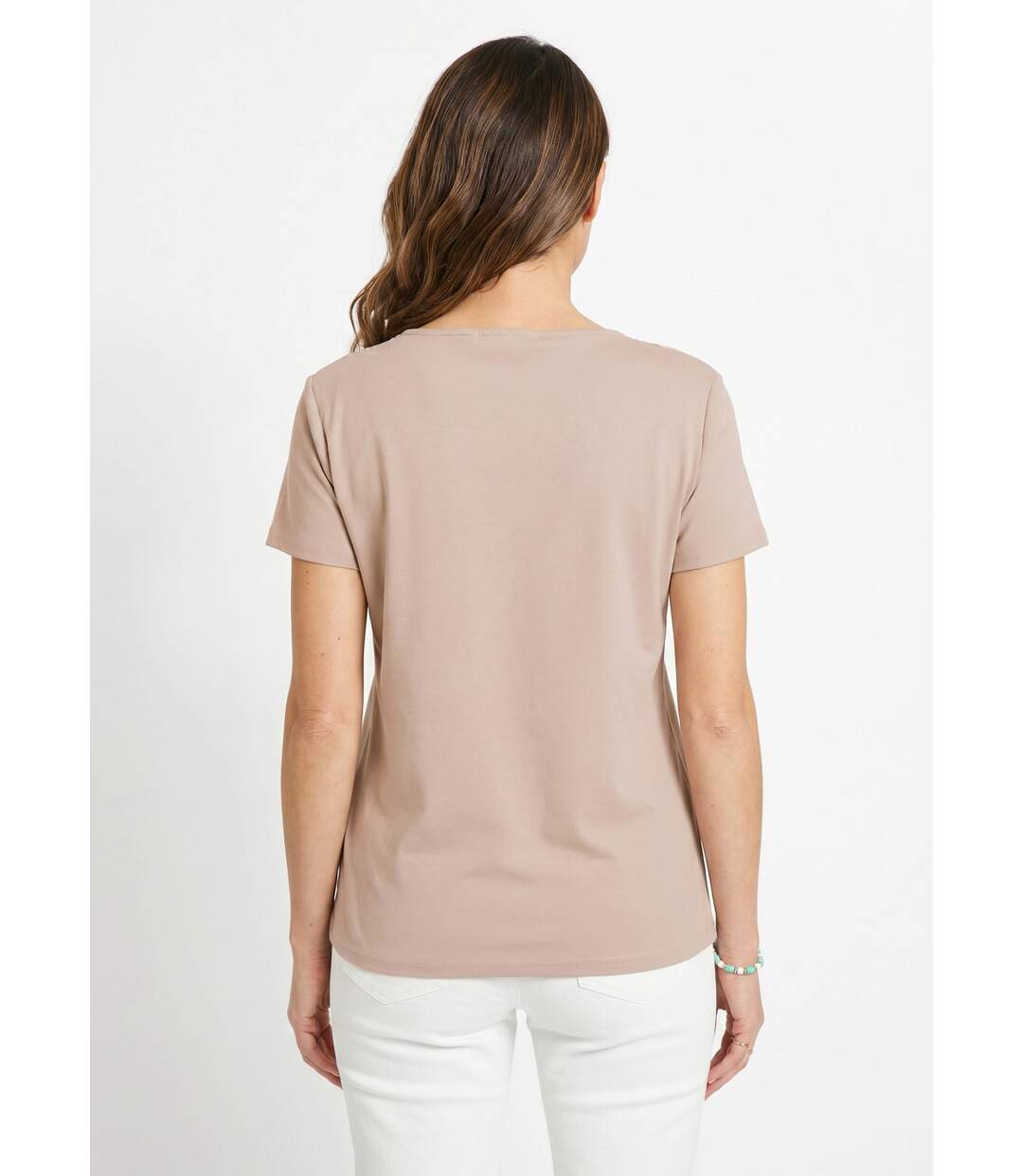 T-shirt macramé coton uni manches courtes-2