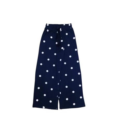 Ensemble De Pyjama Long Motif/style À Pois Femme Bleu Marine Linea