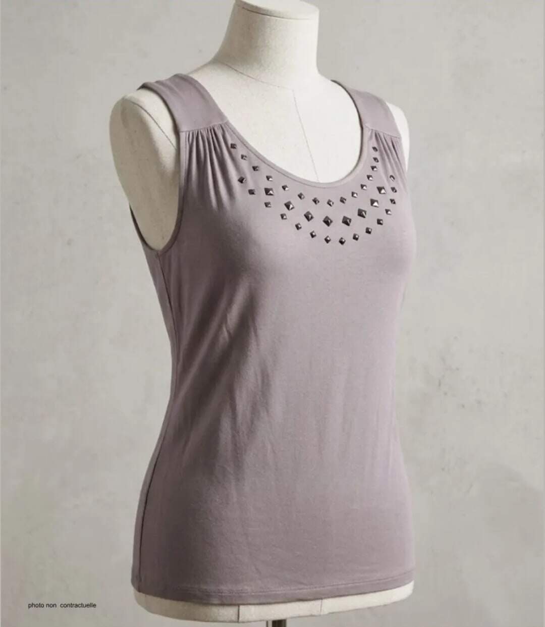 Axone TF344T Débardeur femme grande taille stretch taupe pour un tomber fluide élégant-3