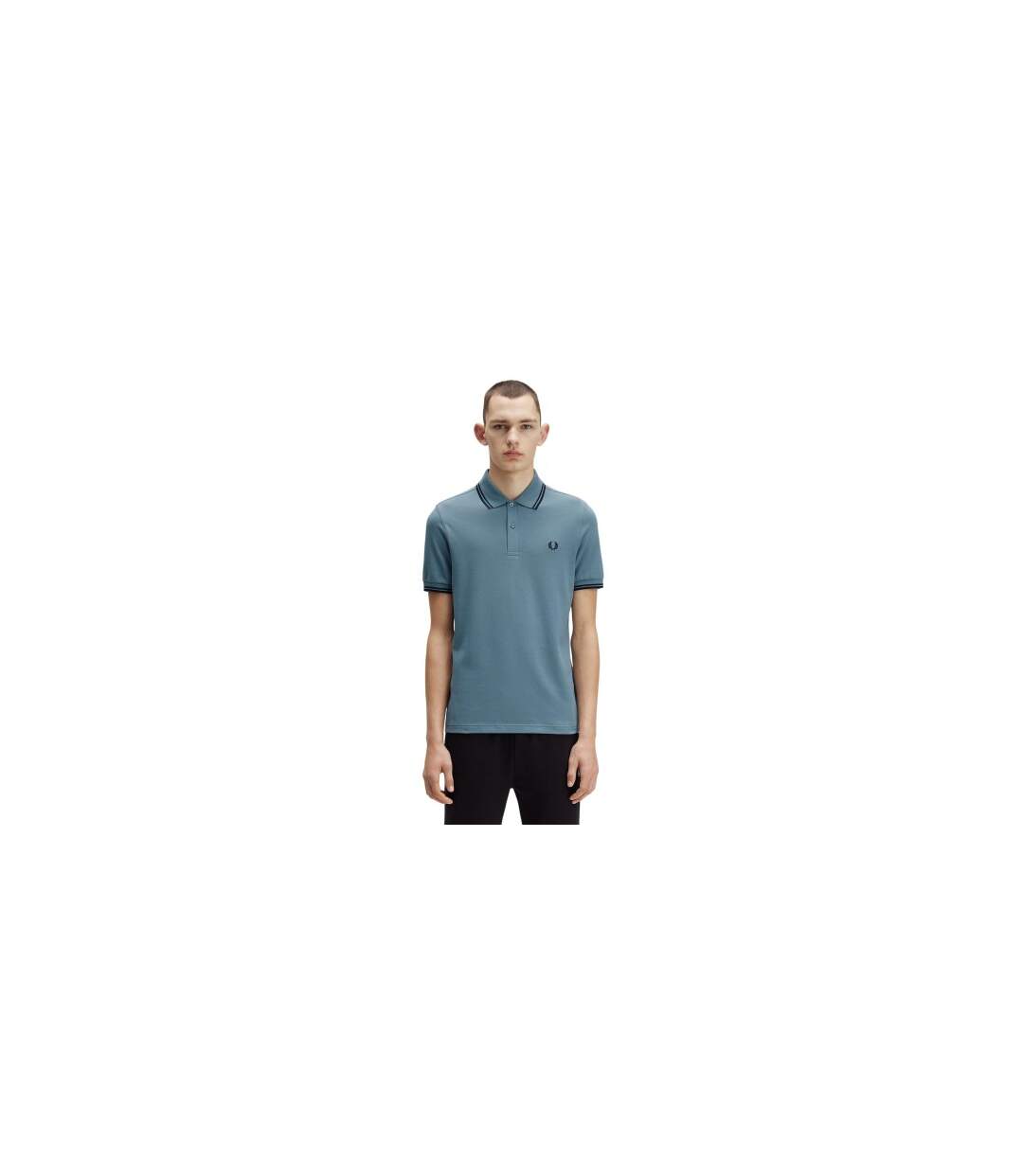 Mens Twin Tip Polo Shirt Blue Fred Perry-1