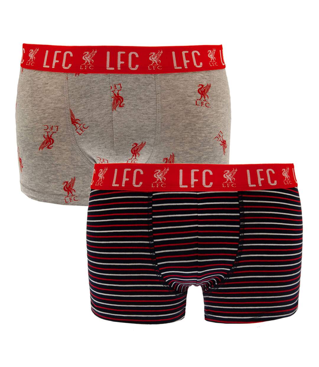 Liverpool FC Mens Boxer Shorts Set (Pack of 2) (Gray/Black/Red)