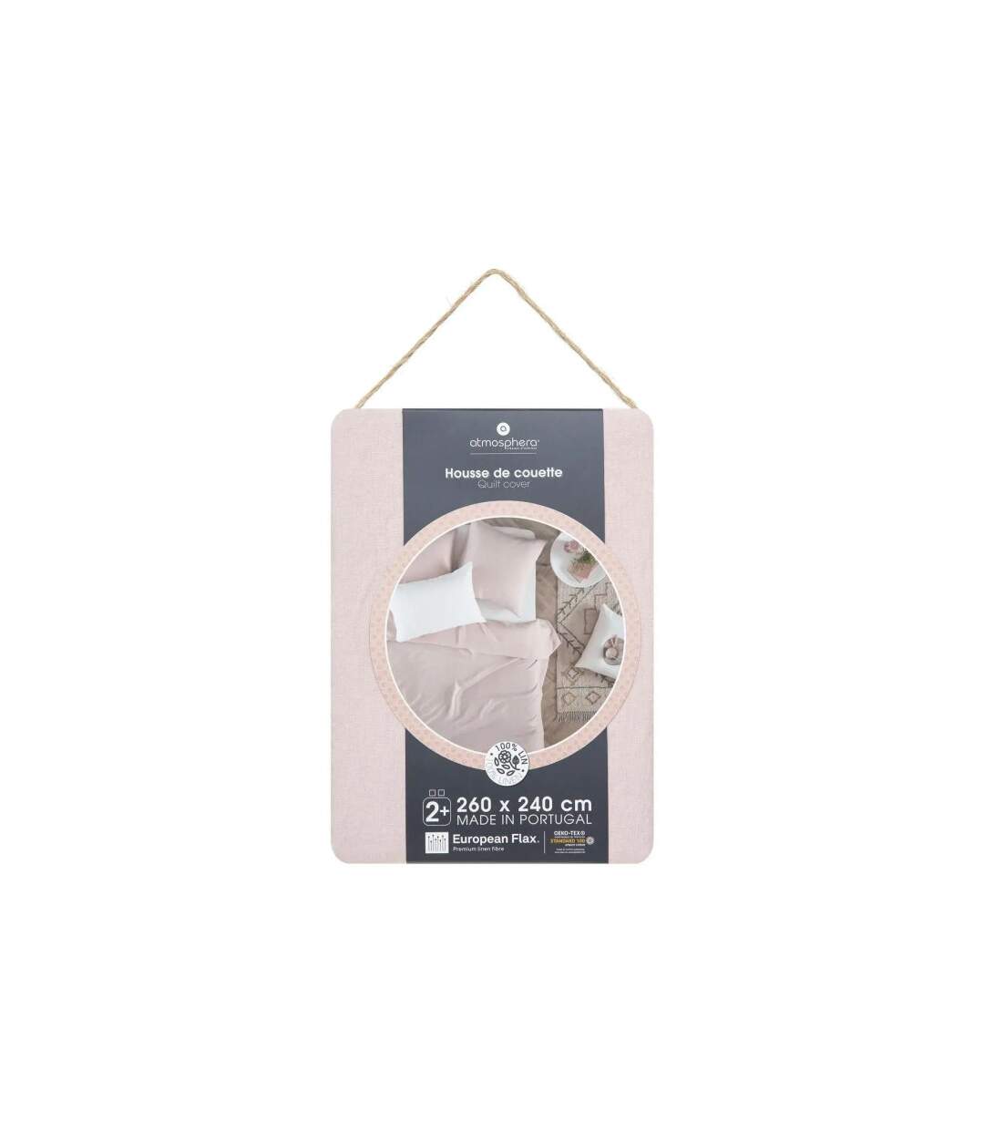 Housse de Couette Lin Adorable 260x240cm Rose Poudré-2