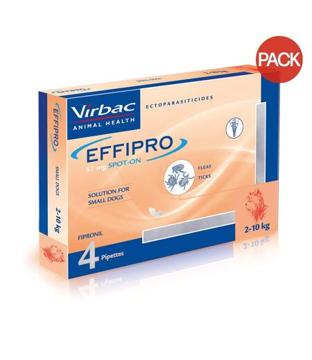 Pack of 4  Effipro dog flea treatment  one size light orange Virbac