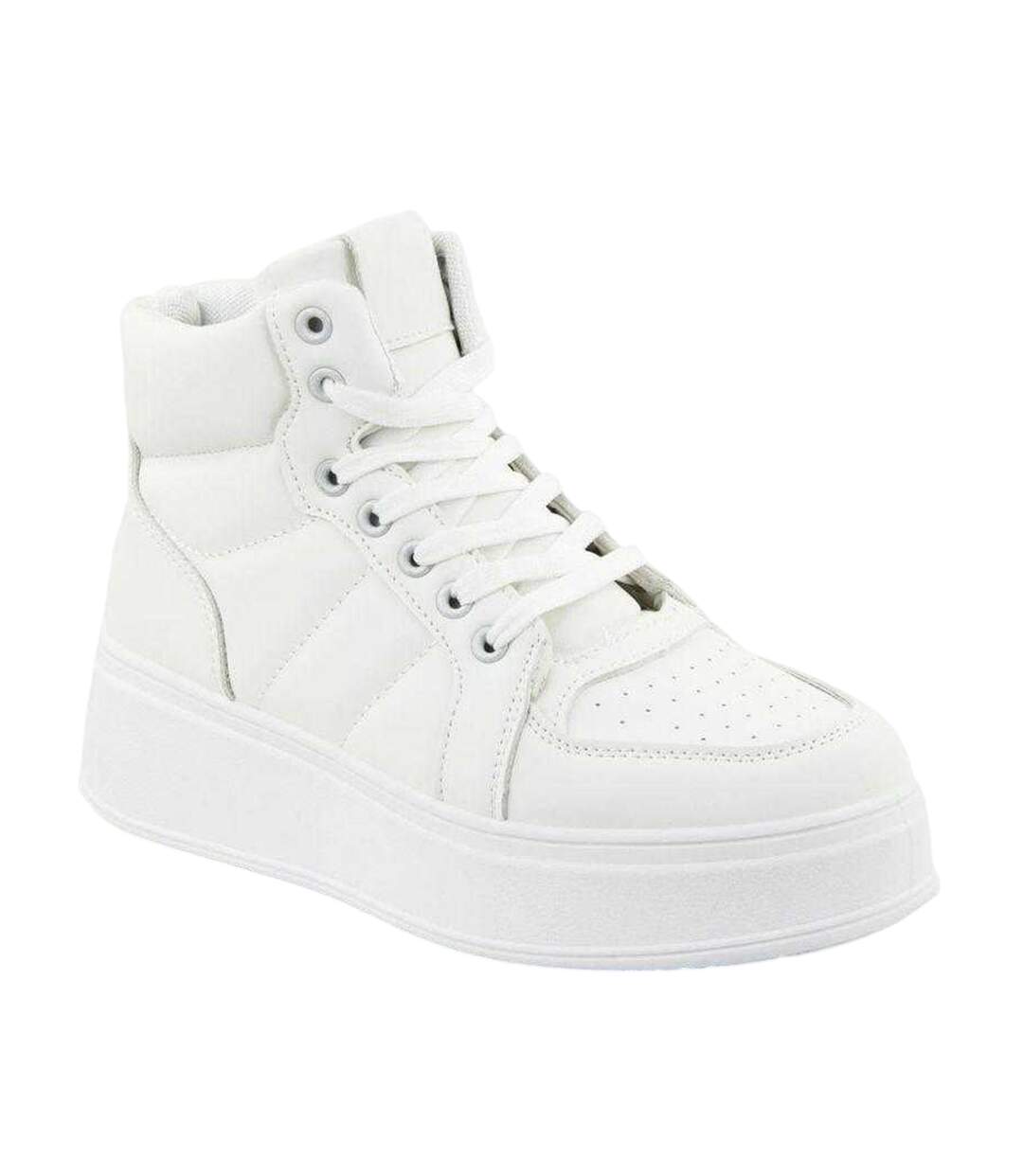 Womens/ladies Ecological Leather Sport Platform High Top Trainers White News-2