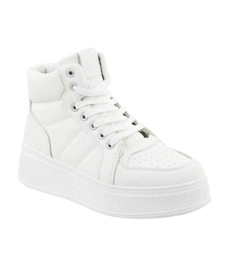 Womens/ladies Ecological Leather Sport Platform High Top Trainers White News