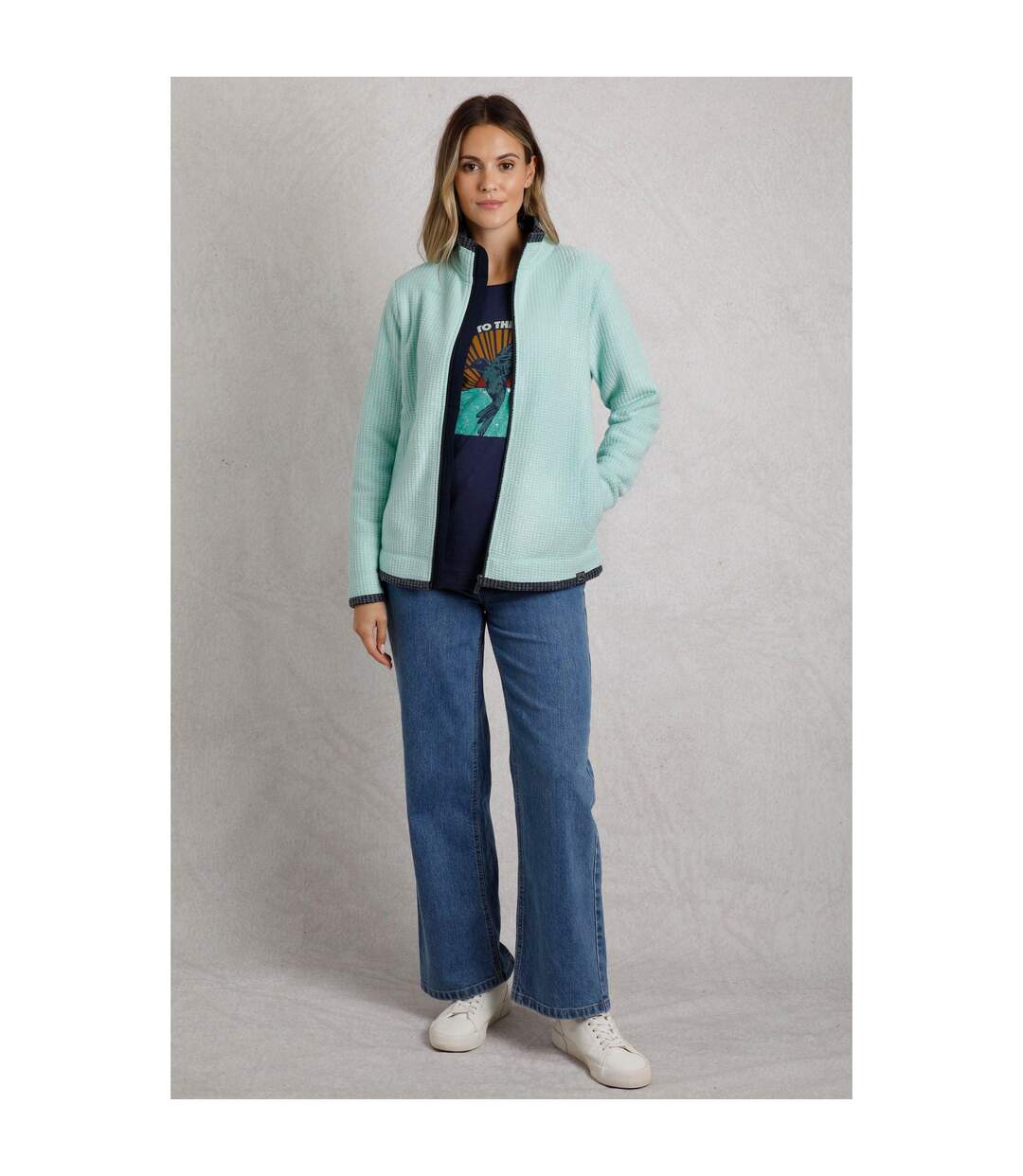 Womens/ladies ariana grid eco friendly full zip fleece jacket sea spray Weird Fish-3