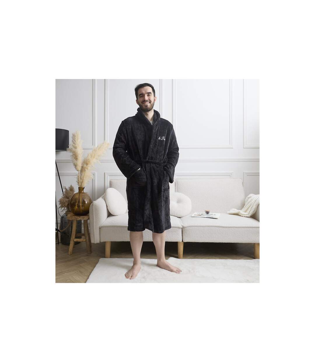 Robe de Chambre Polaire Le Boss Noir-4