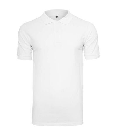Build Your Brand Mens Pique Fitted Polo Shirt (White)
